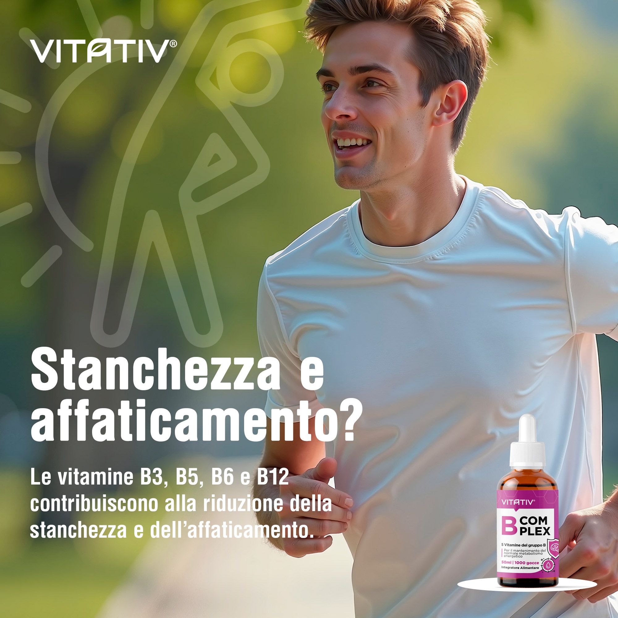 VITATIV® B Complex Vitamine Gruppo B - Integratore in Gocce con Vitamina B1, B3, B5, B6 e B12