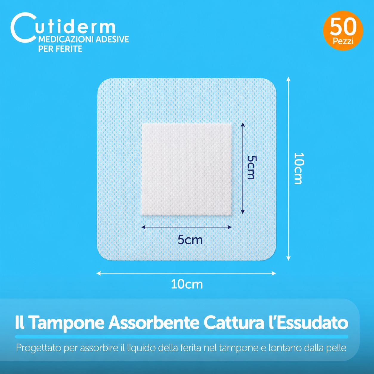 Bendaggio sterile per ferite 10 cm x 10 cm Cutiderm