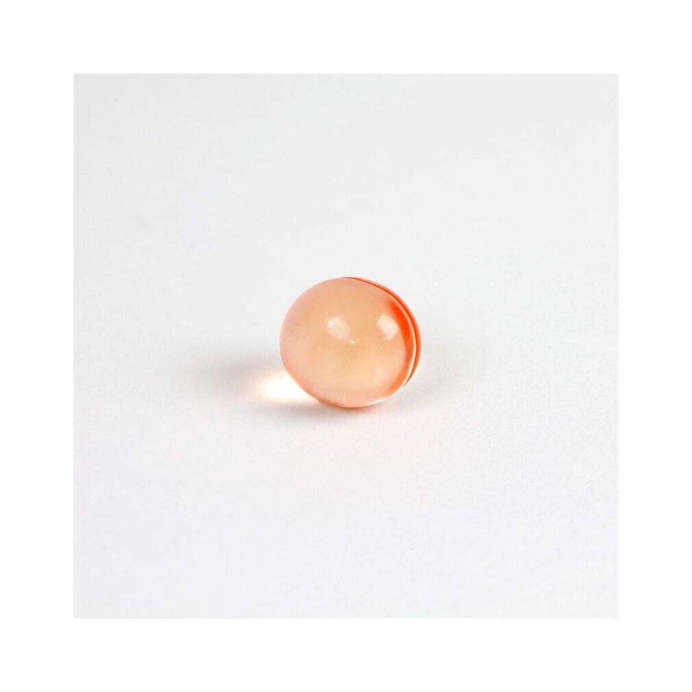 Sfera singola, trasparente con nucleo arancione. Su sfondo bianco.