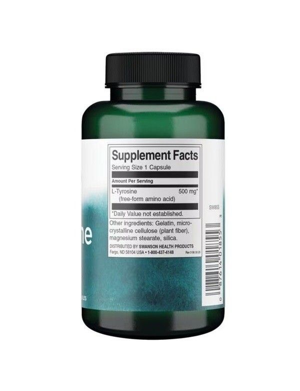 Retro di un flacone verde. Etichetta con informazioni nutrizionali, ingredienti e informazioni sul produttore.