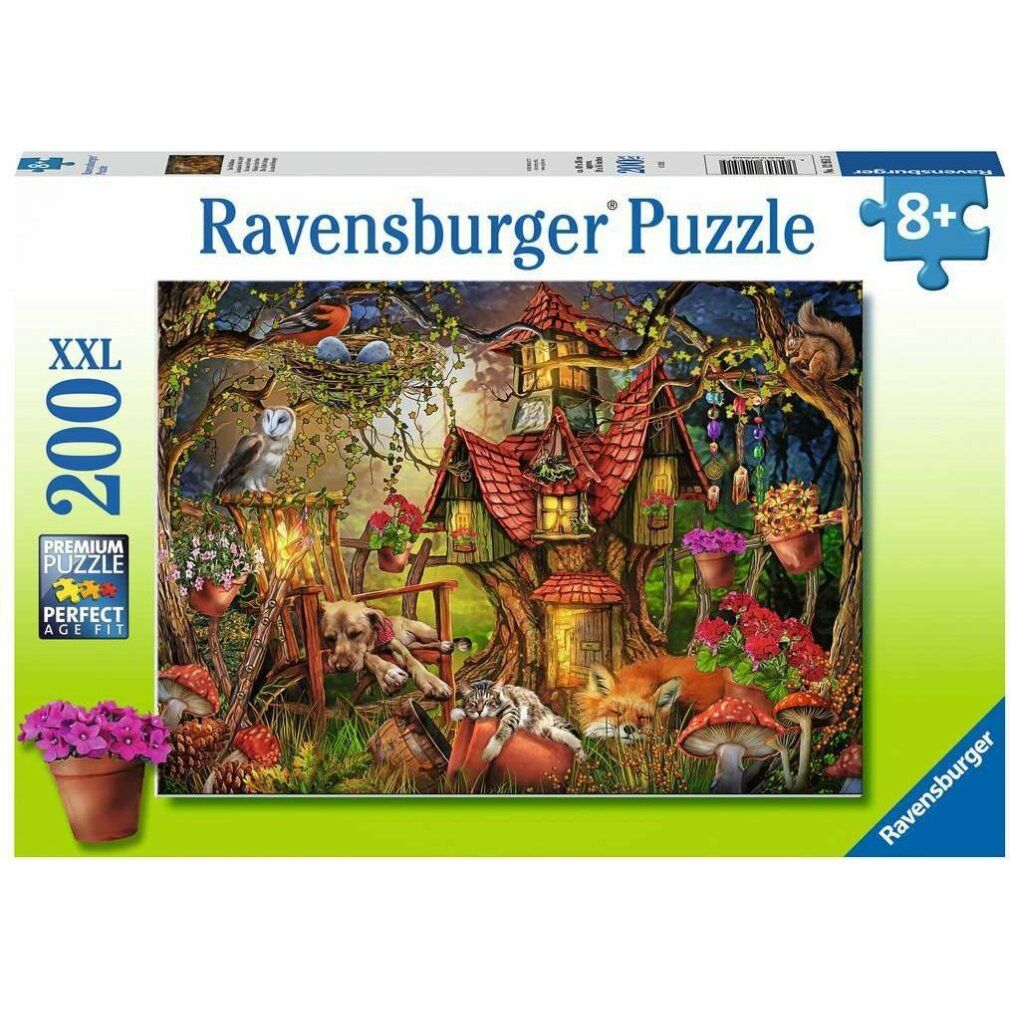 Scatola puzzle con motivo della casa nel bosco. Marca: Ravensburger. Età: 8+. 200 pezzi. Formato XXL.