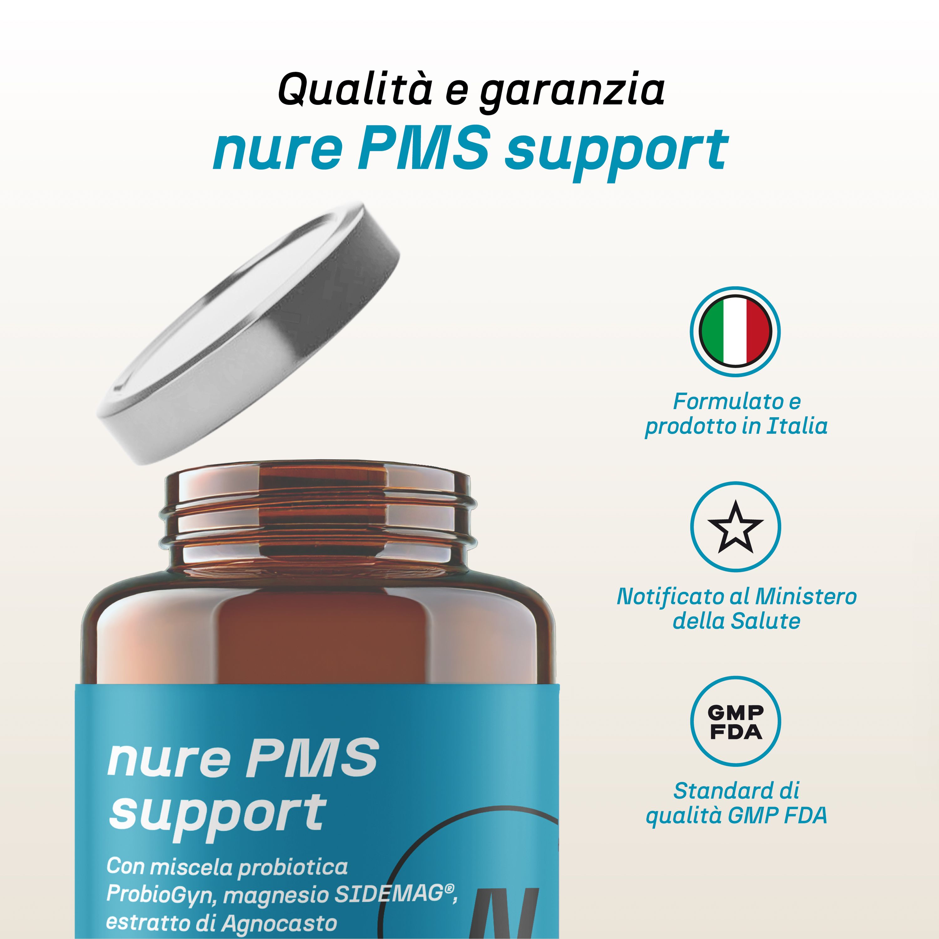 NURE PMS Support 60 cps da 630 mg | Integratore ideale per contrastare la sindrome premestruale