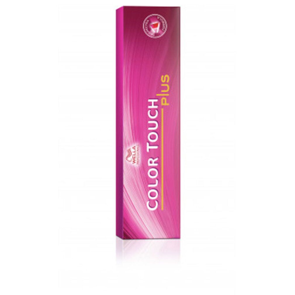 Confezione di Wella Color Touch Plus. Tonalità rosa-viola. Testo: Color Touch Plus, Wella.