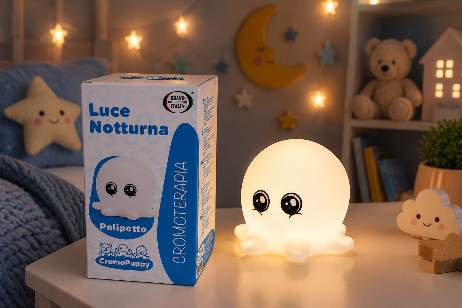 BRAND ITALIA - Luce Notturna per Bambini - Polipetto Octopus