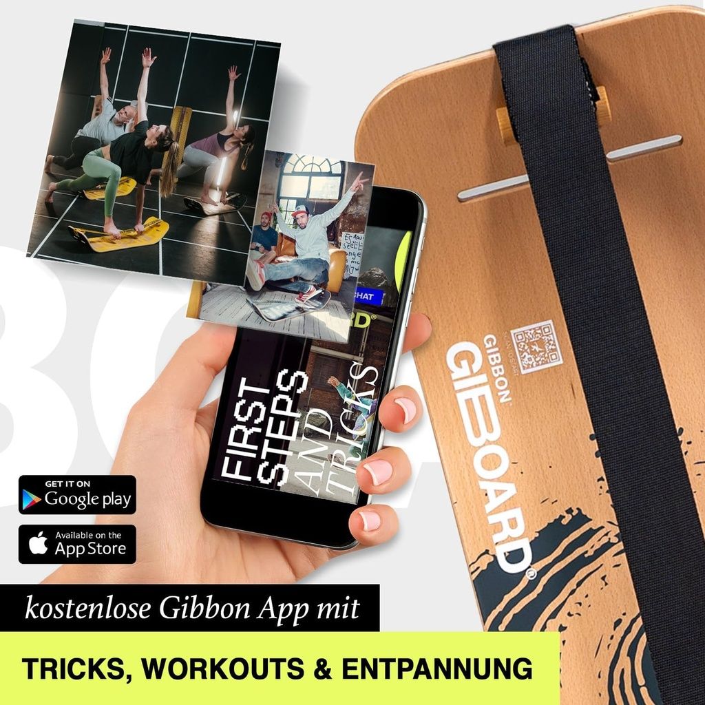 GIBOARD SET - ACTIVE BLACK: Balance Board con app per smartphone per trucchi e allenamenti.