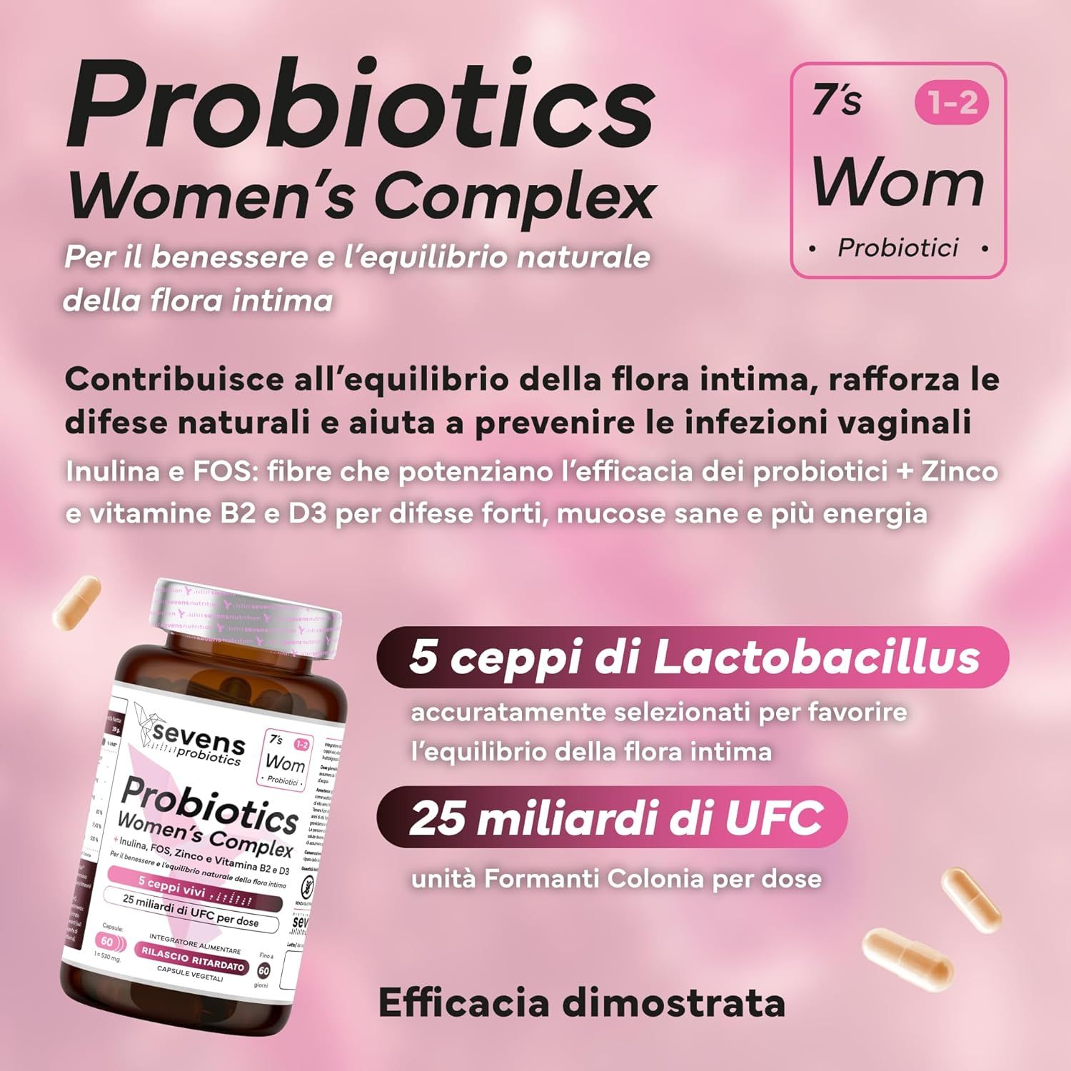 SEVENS NUTRITION Capsule Probiotiche per la Flora Intima Femminile