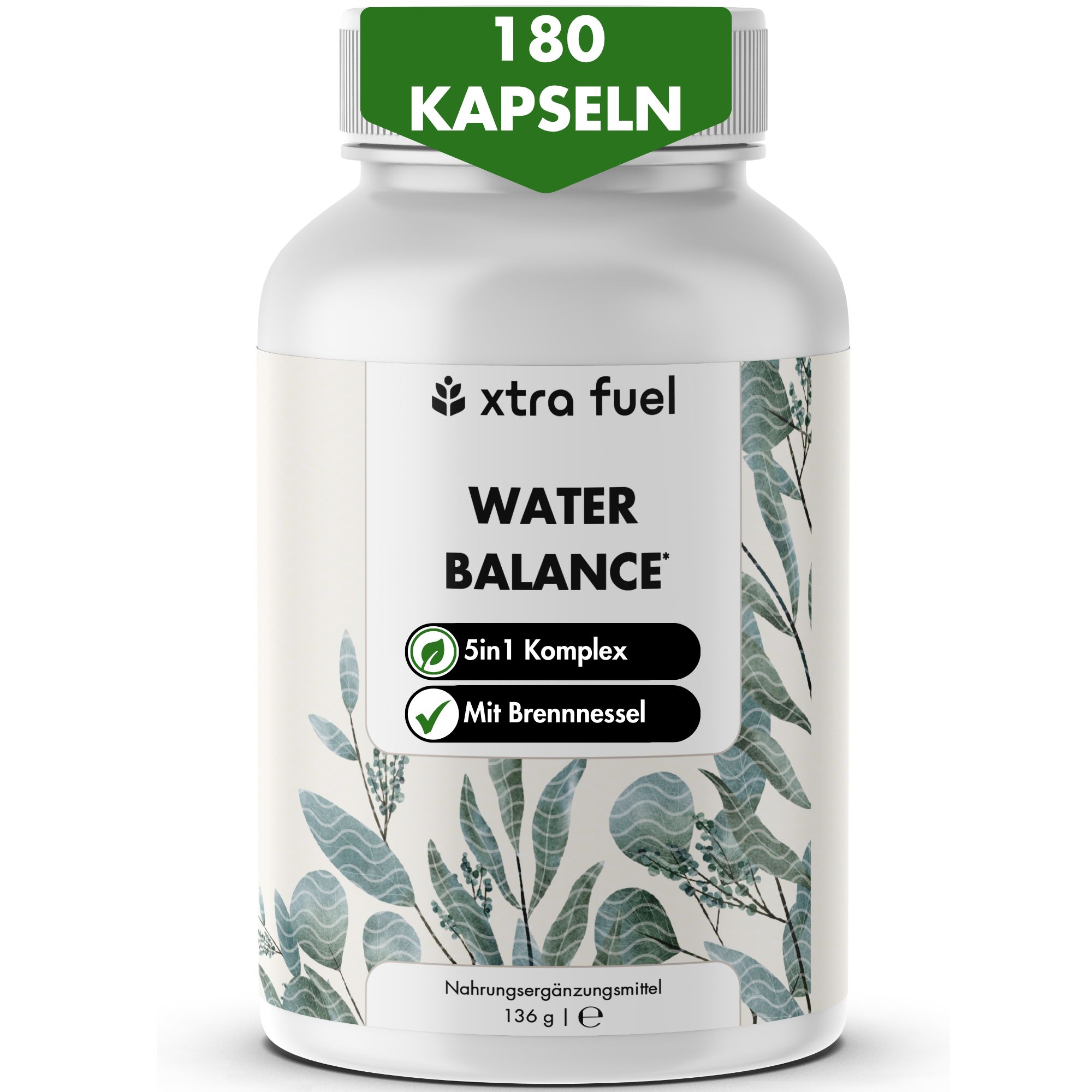XTRA FUEL Water Balance - Complesso nutritivo 5 in 1 con ortica, foglie di vite rossa e ippocastano
