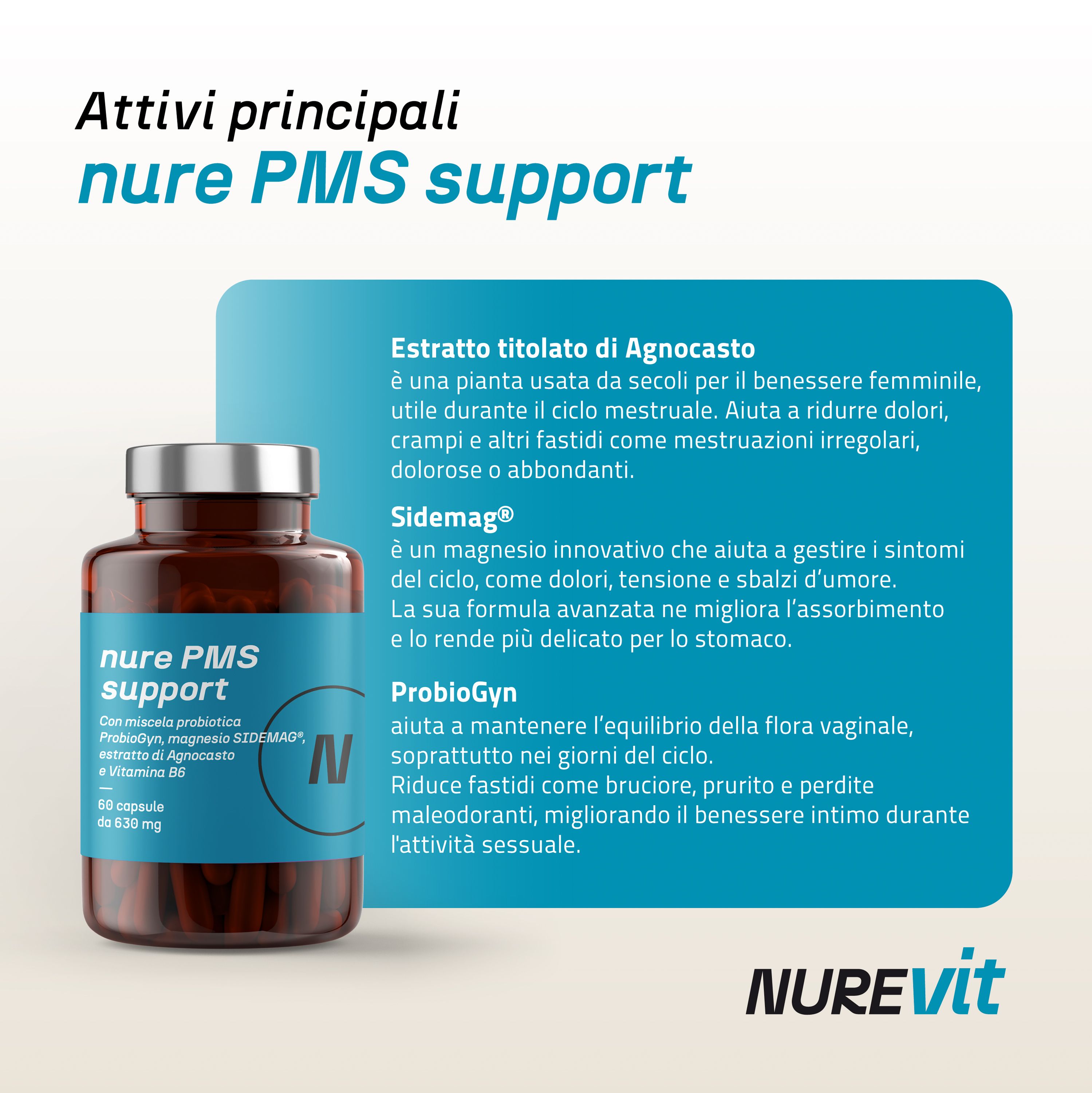 NURE PMS Support 60 cps da 630 mg | Integratore ideale per contrastare la sindrome premestruale