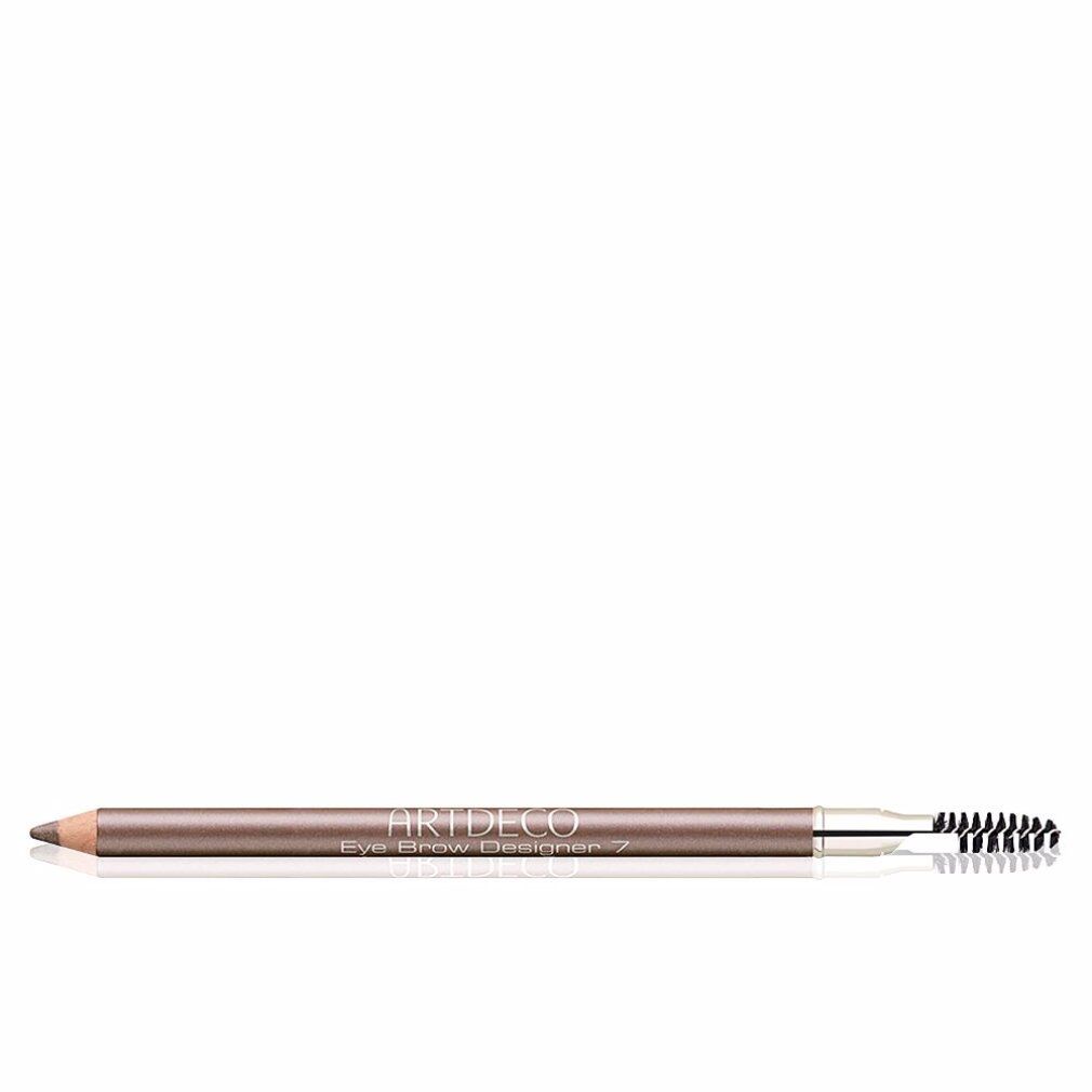 Artdeco Eye Brow Designer 7. Matita per sopracciglia marrone con punta argentata e spazzola. Prodotto orizzontale.