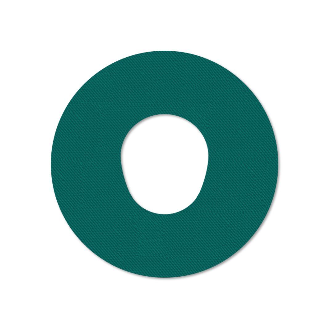 Cerotto rotondo verde con foro centrale.