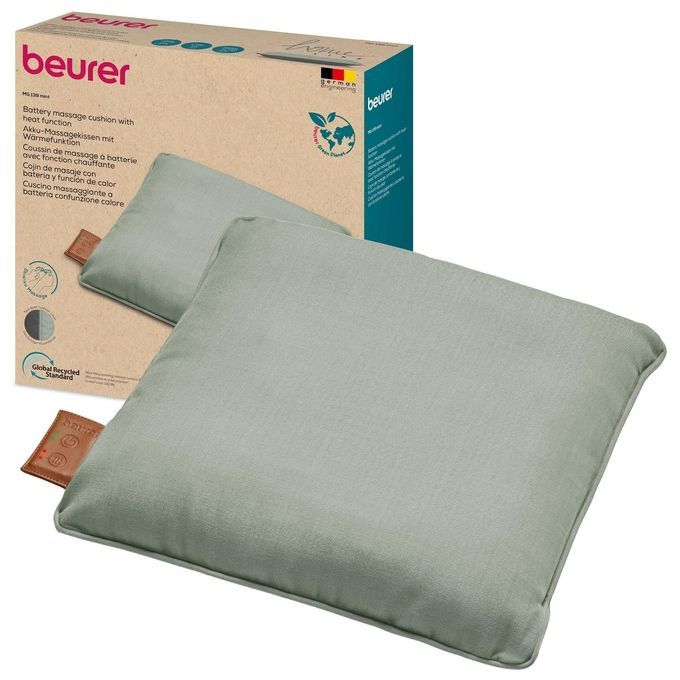 Beurer MG 139 - Cuscino massaggiante a batteria con funzione di calore, senza fili Shiatsu, calore