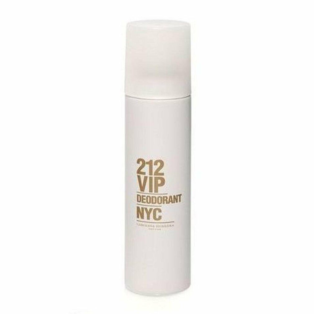 Spray deodorante bianco con scritta dorata "212 VIP DEODORANT NYC". Con tappo bianco. Marchio Carolina Herrera.