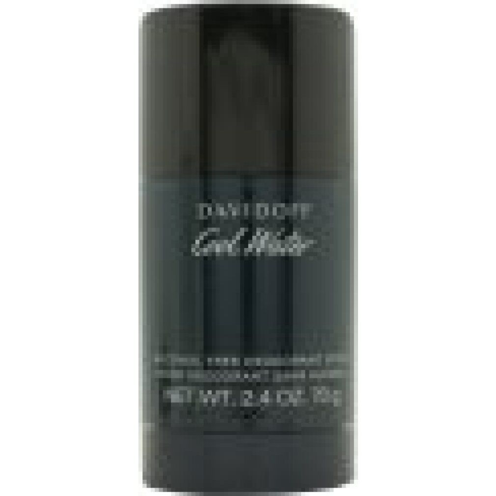 Davidoff Cool Water Deodorant Stick. Confezione nera e grigia. Scritta: Cool Water. Peso netto 70g.