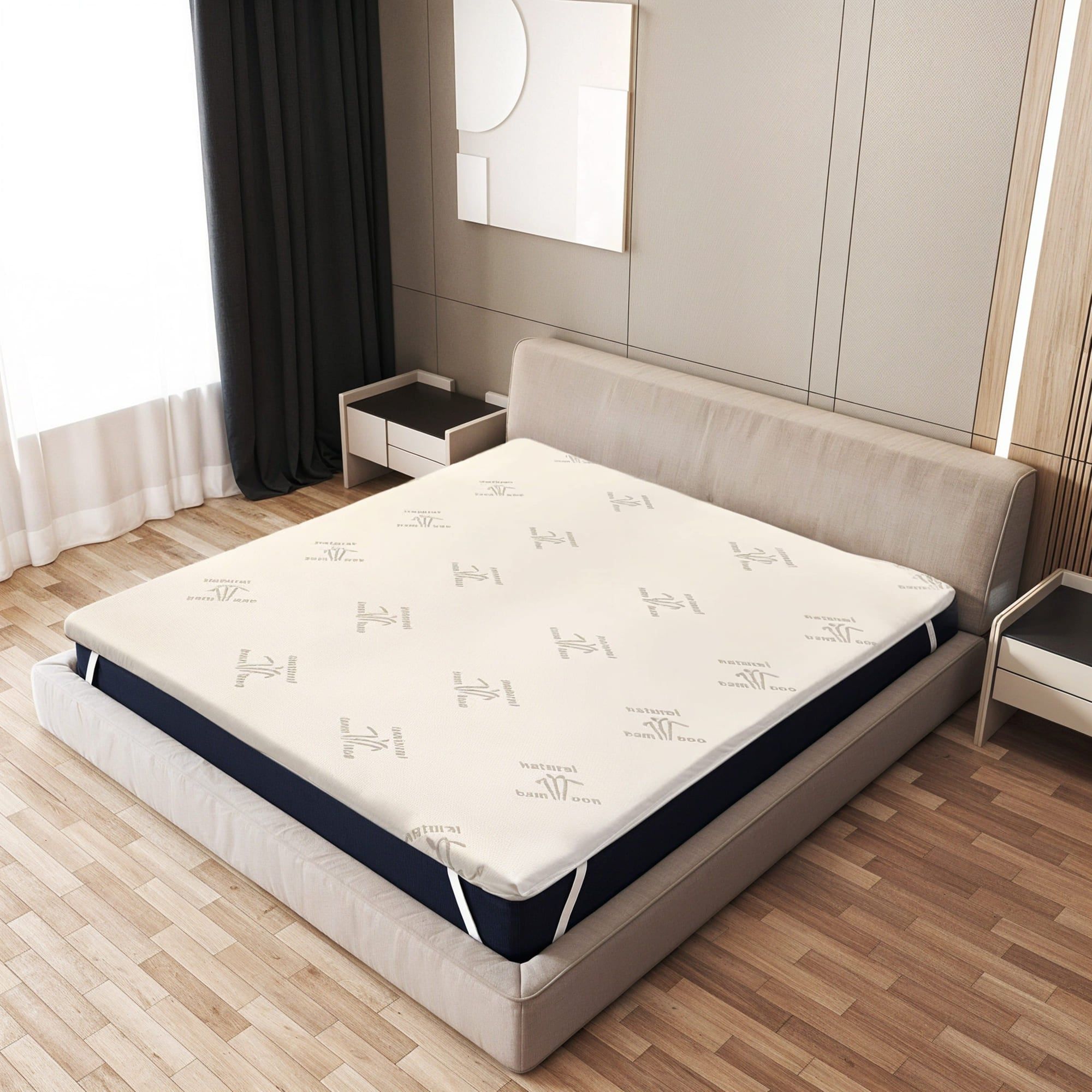 The White Stone Topper Matrimoniale 165x195 cm in Lattice Naturale, Sfoderabile 5 cm