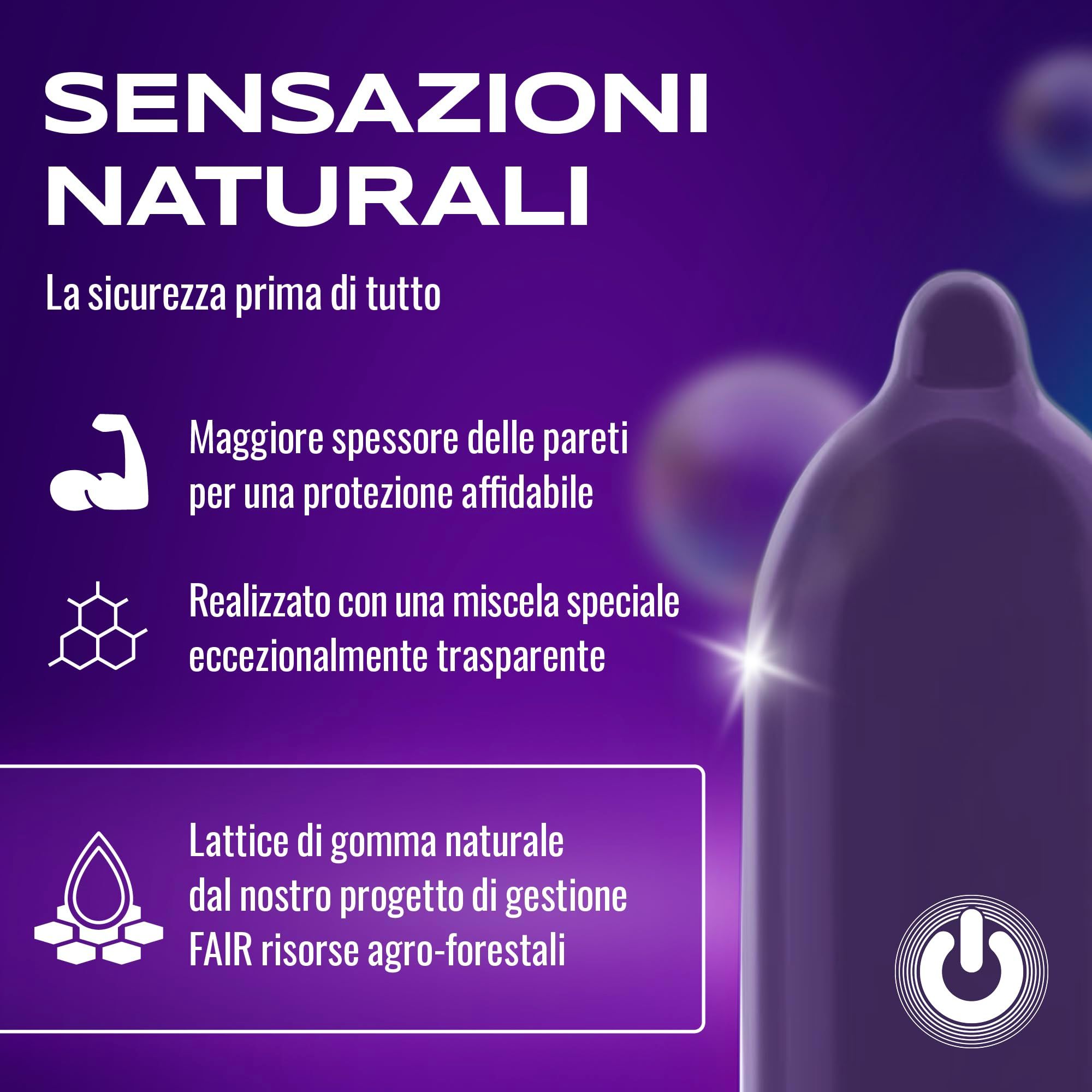Preservativo ON) Strong: Parete più spessa per maggiore sicurezza. In lattice naturale trasparente.