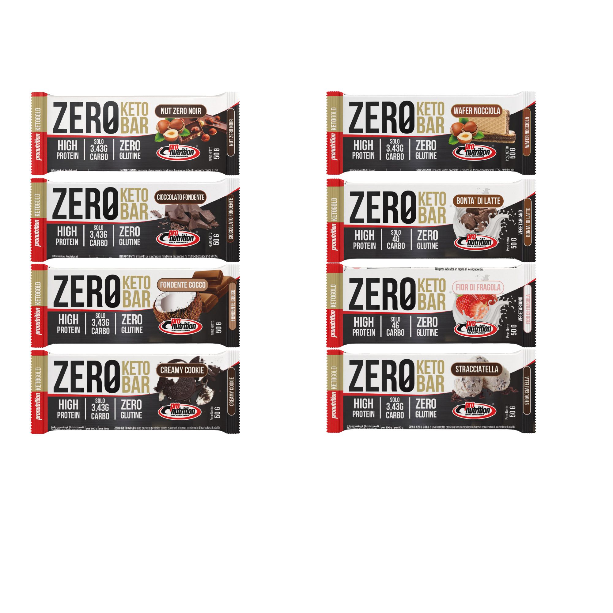 Pronutrition Barretta chetogenica Zero Keto Bar (16 pezzi miste x 50 gr)