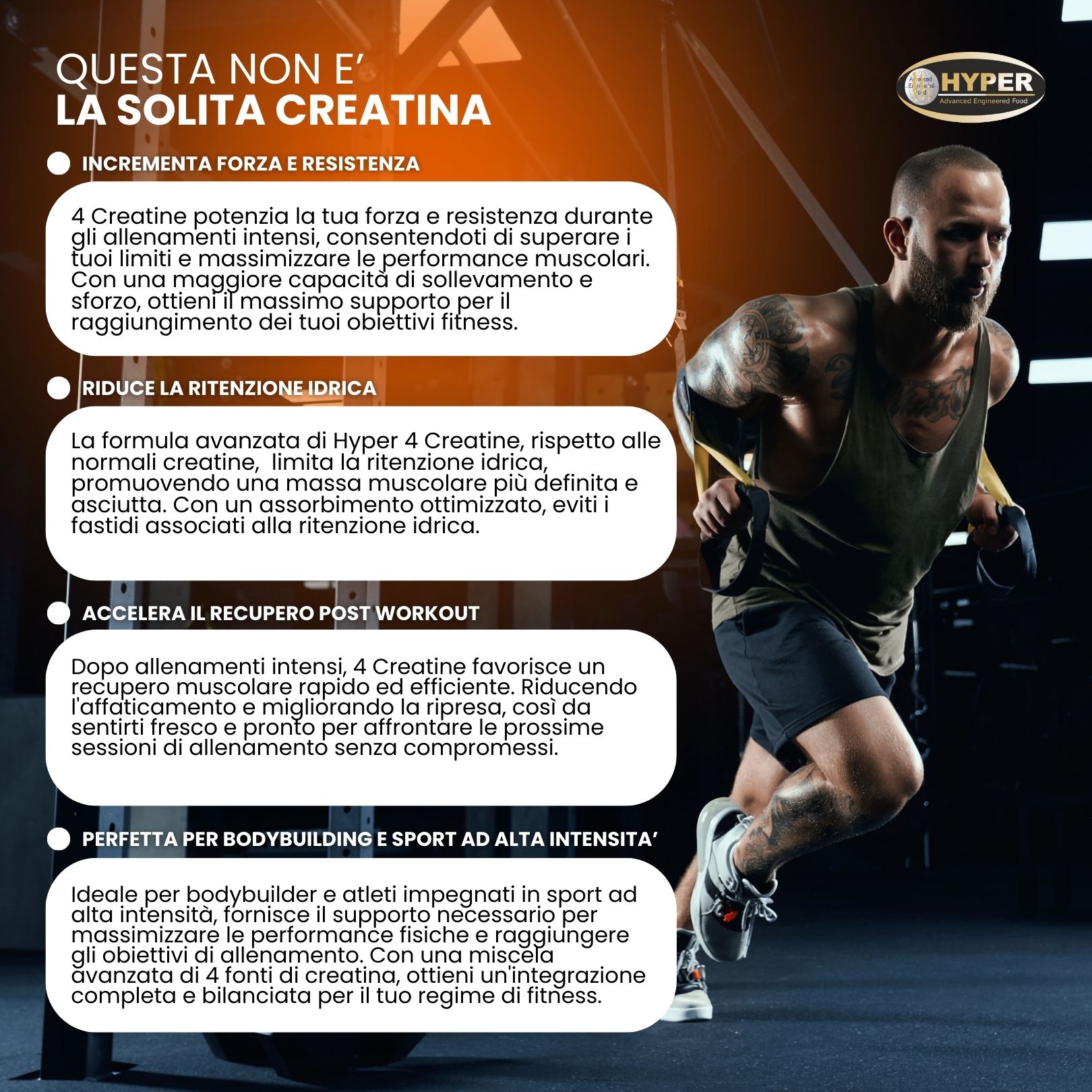 HYPER Four Creatine  Creatina in Compresse  Creatina Monoidrata, Creatina Malato, Creatina Taurinato