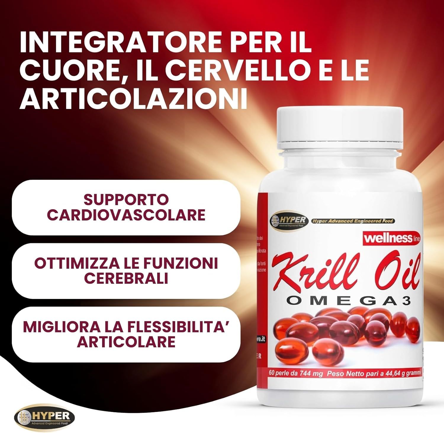 HYPER Krill Oil Omega 3 (EPA e DHA). Krill Oil con Astaxantina