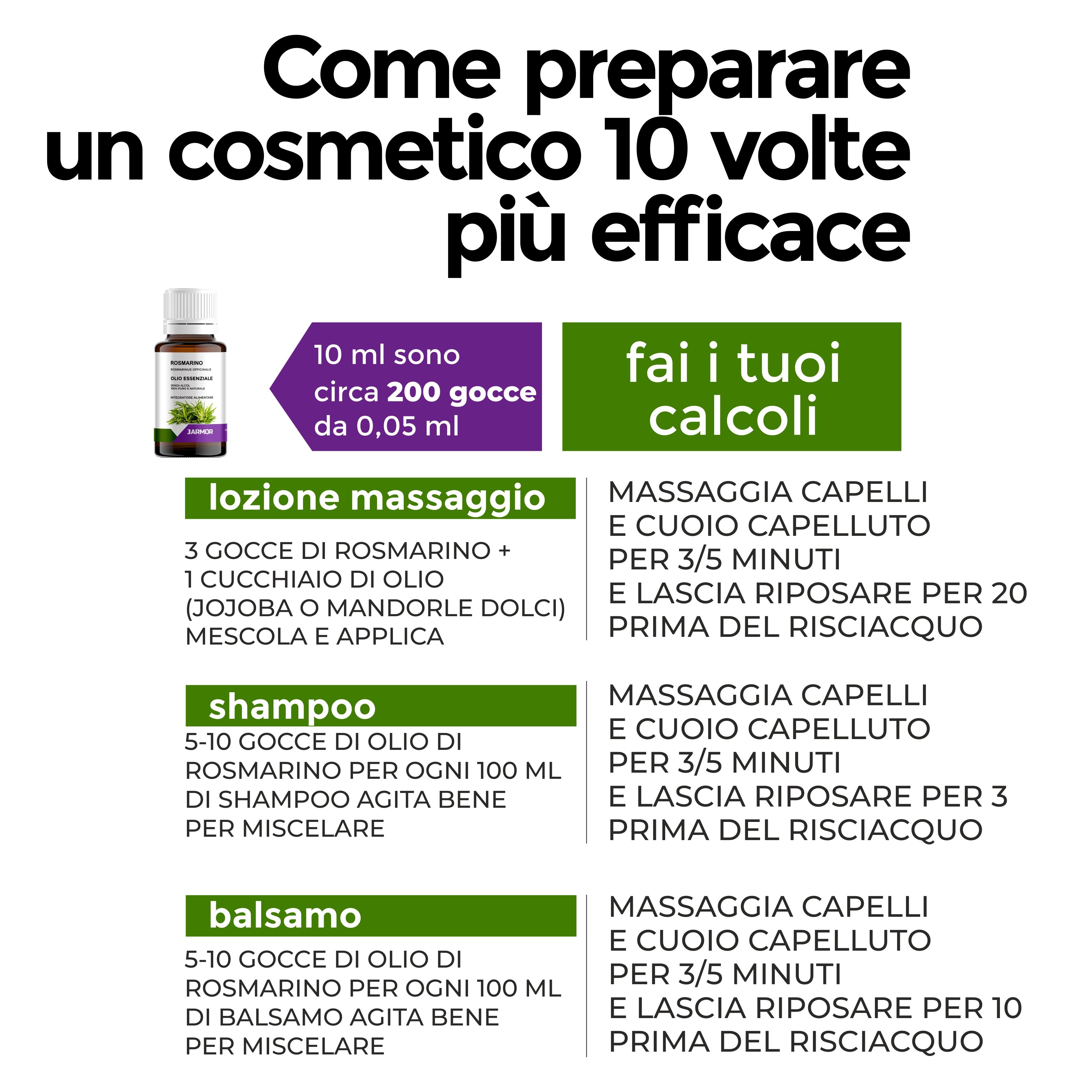 Olio Essenziale di Rosmarino Puro 10 ml - Integratore alimentare Crescita Capelli, Antiforfora