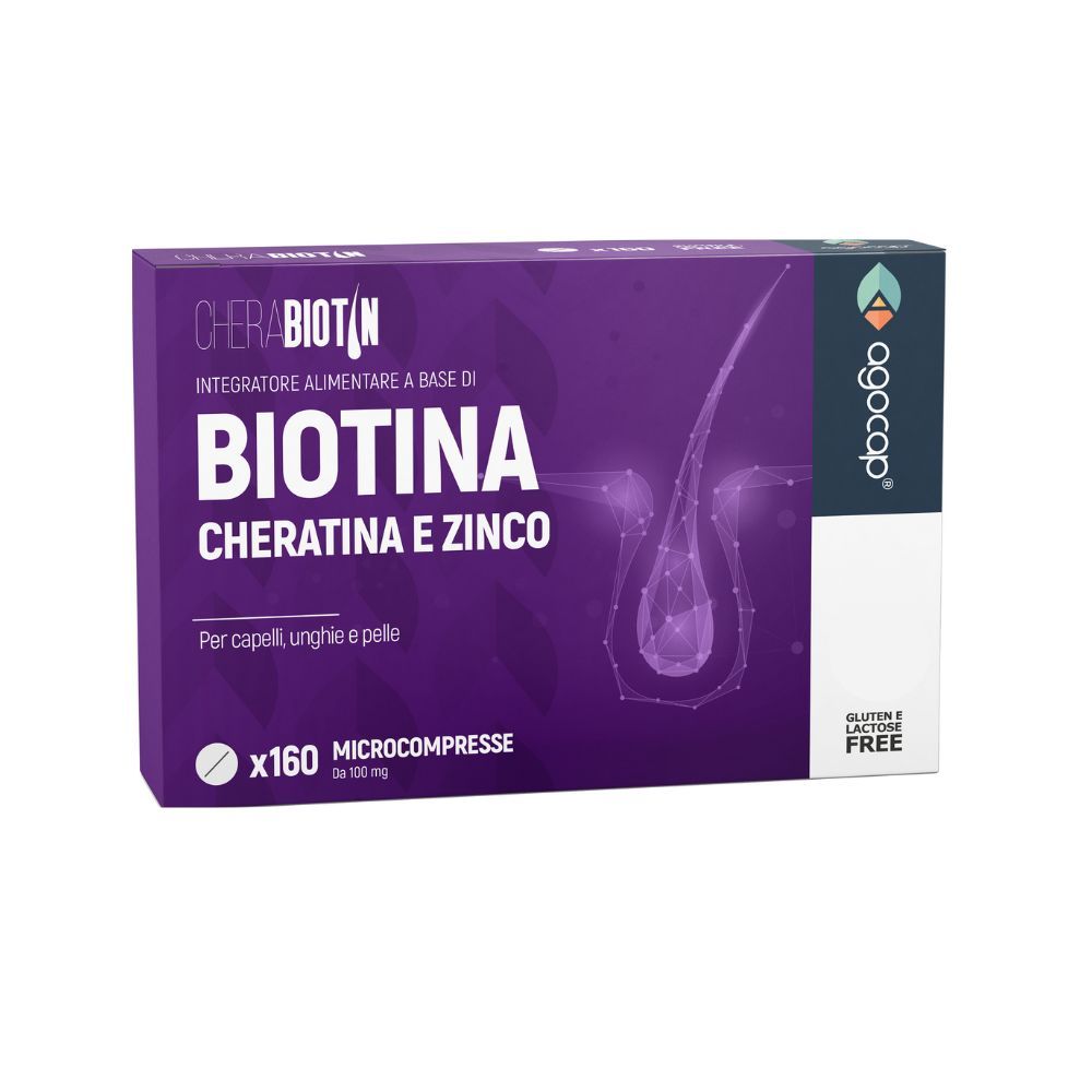 agocap - Integratore per capelli unghie e pelle con Biotina, Cheratina e Zinco Cherabiotin