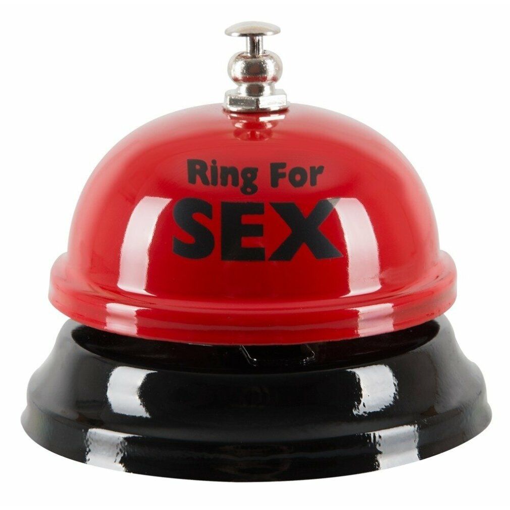 Campanello rosso con base nera. Scritta nera "Ring For SEX".
