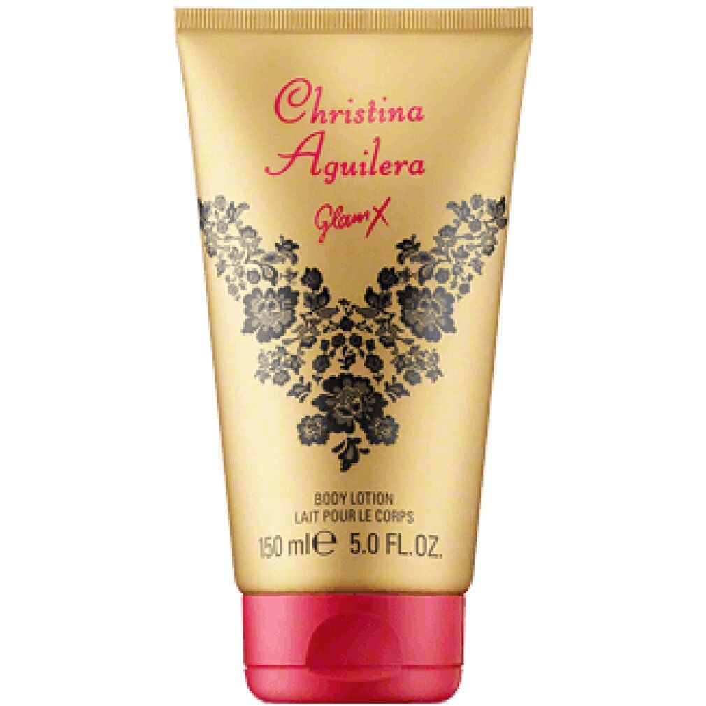 Tubo dorato con lozione corpo Christina Aguilera Glam x, 150ml.