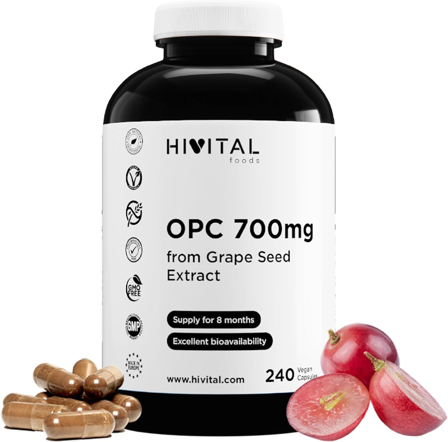HIVITAL OPC Traubenkernextrakt 700 mg. Kapseln