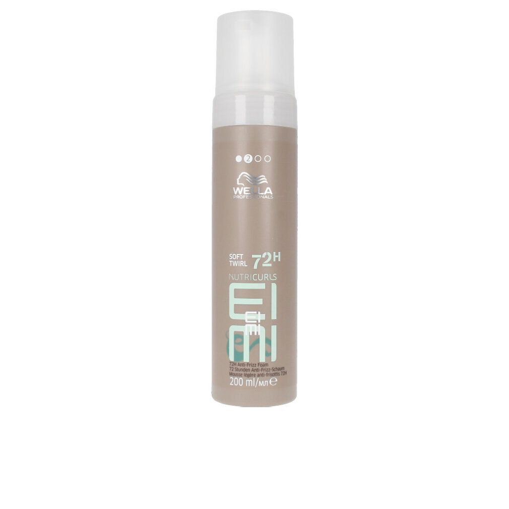 Wella Eimi Nutricurls Soft Twirl. Flacone marrone con tappo bianco. Testo: Soft Twirl, 72H, Eimi, 200 ml.