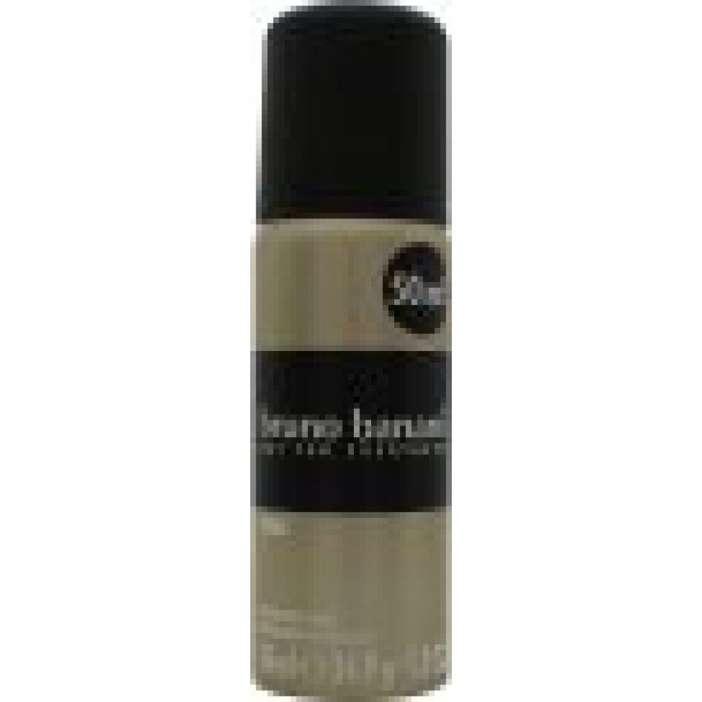 Spray deodorante Bruno Banani Man. Flacone grigio con tappo nero. Fascia nera con logo. Contenuto 50 ml.