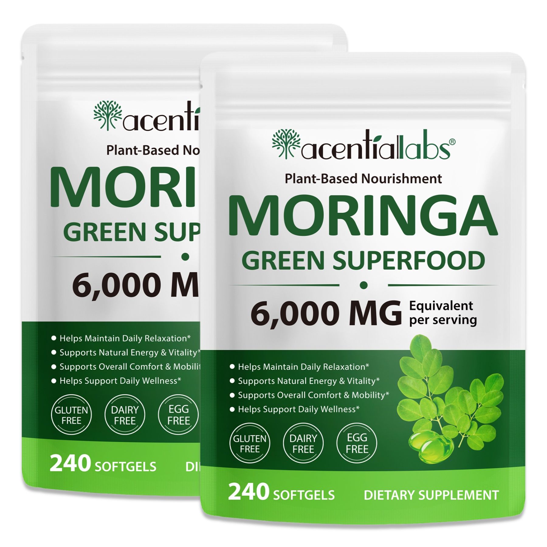 P-beauty Capsule molli di polvere di foglie di Moringa 6000 mg vegane