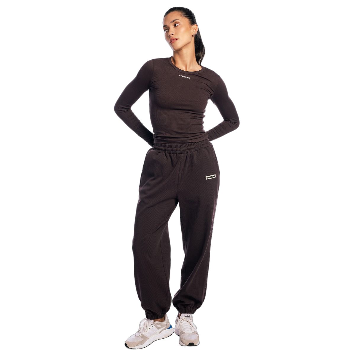 GymBeam T-shirt donna Aura slim a maniche lunghe Tee Brown