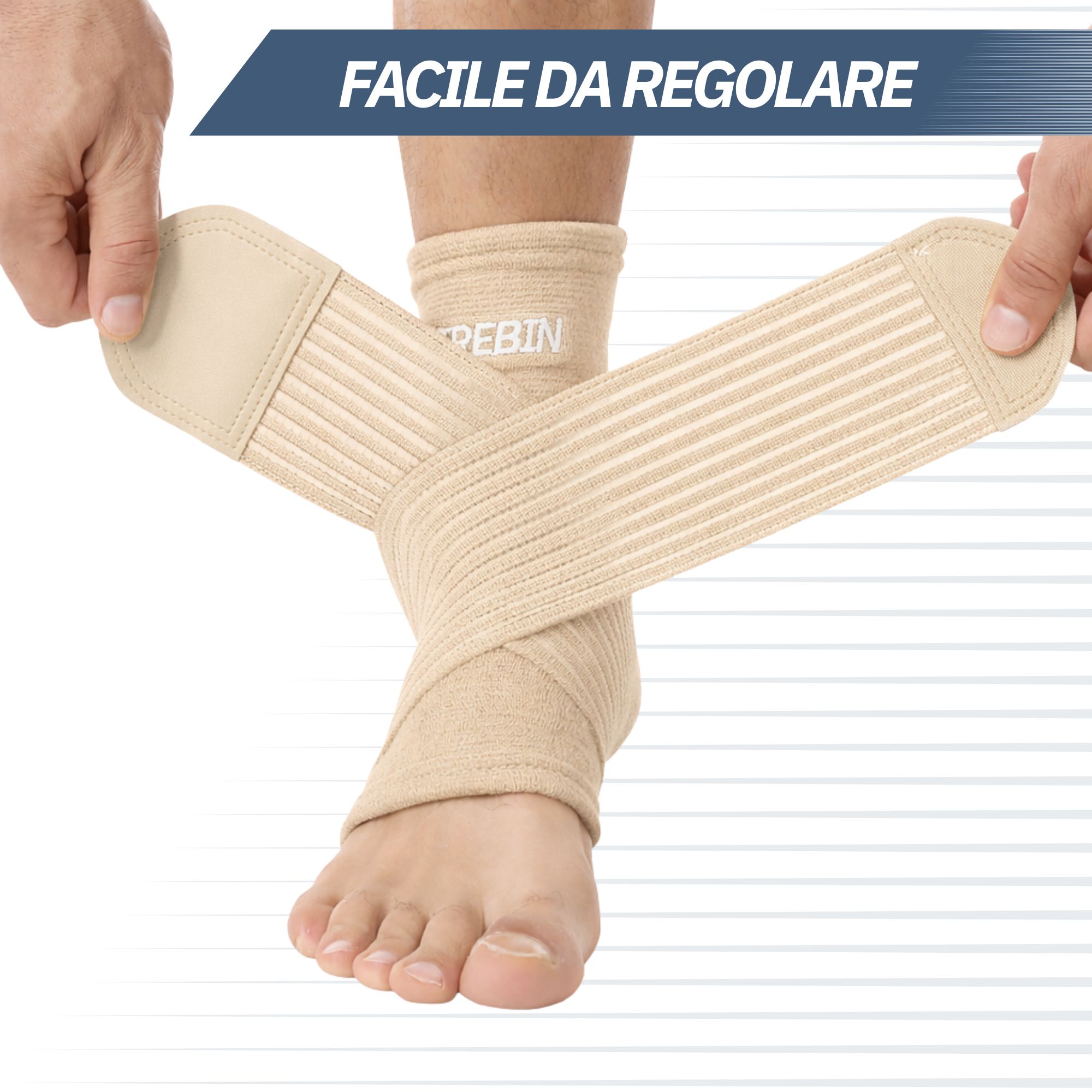 Cavigliera beige con fascia regolabile in velcro.