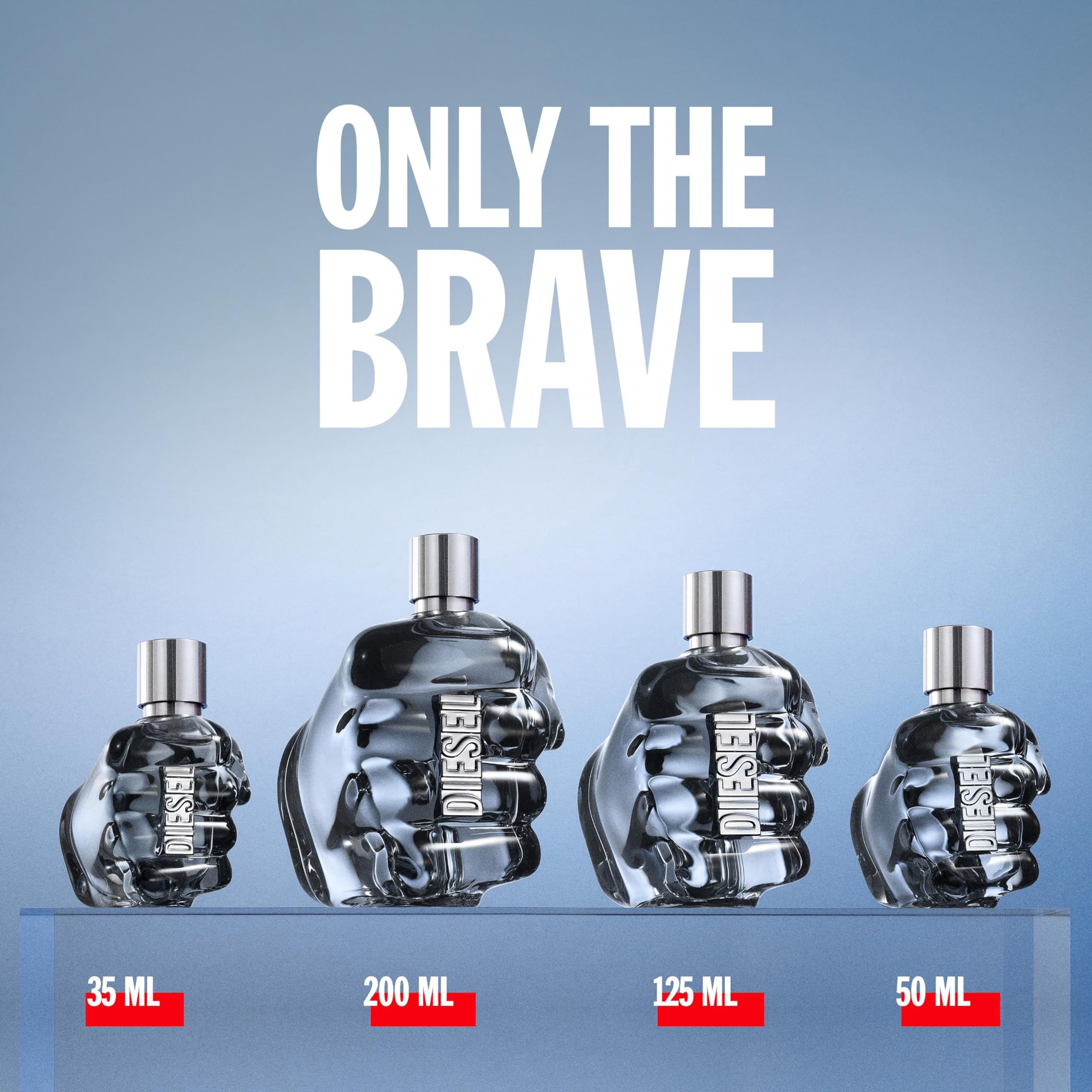 Flaconi Diesel Only The Brave in diverse dimensioni. I flaconi hanno la forma di un pugno.