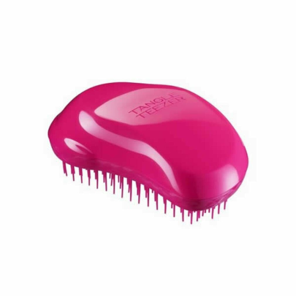 Spazzola per capelli rosa con setole. Il testo TANGLE TEEZER è visibile sulla parte superiore.