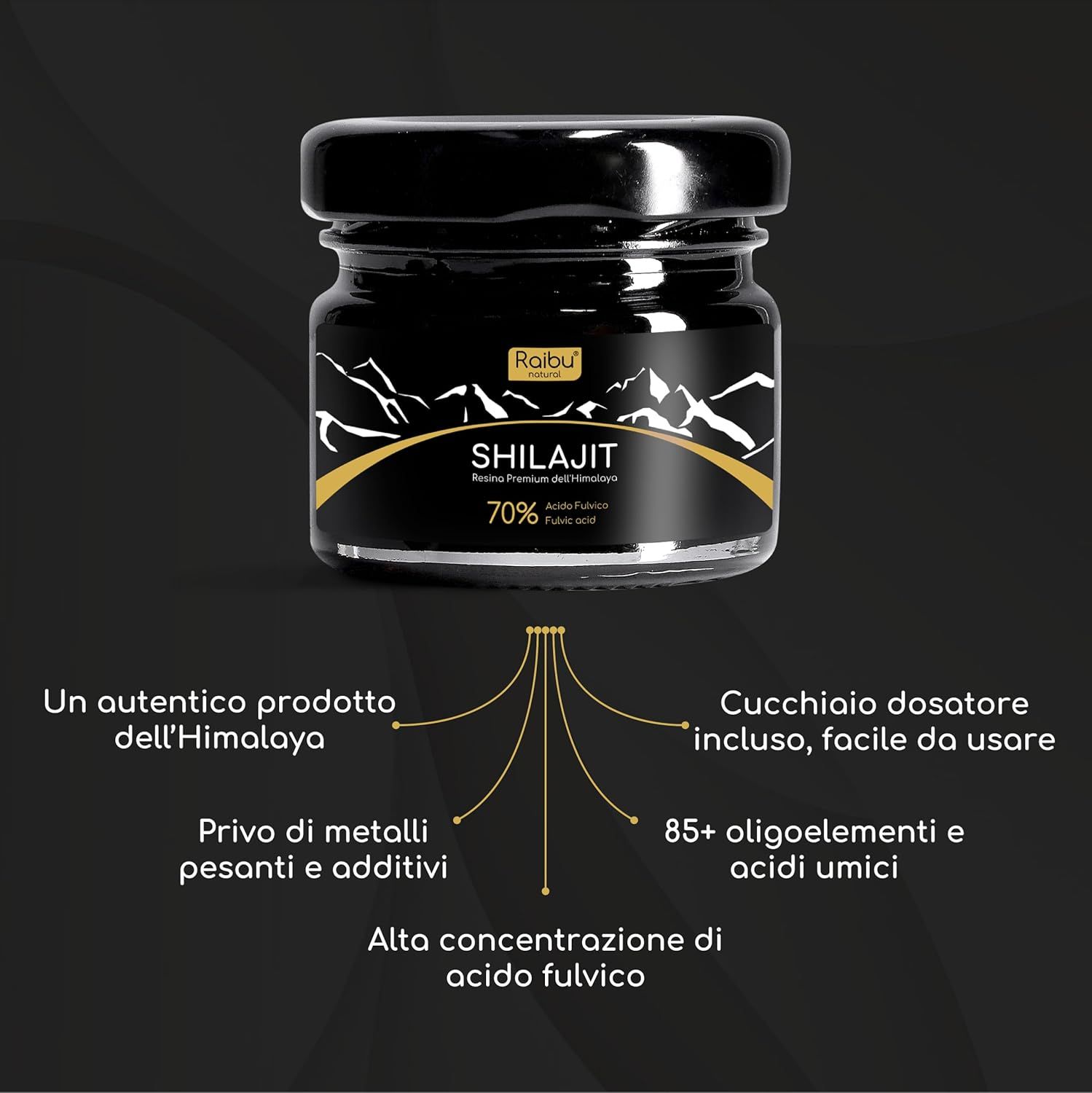 Shilajit Himalayano Puro - Resina ad Alta Potenza - RAIBU