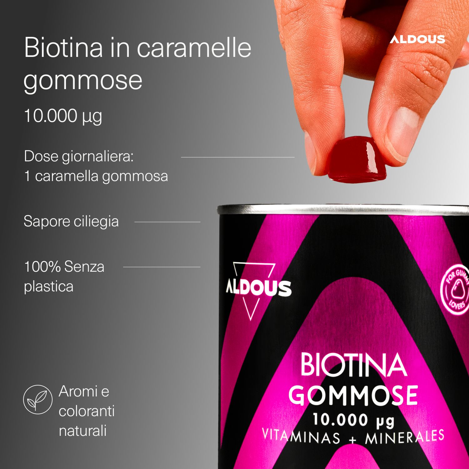 Aldous - Biotina Gummies - Capelli, Pelle, Unghie