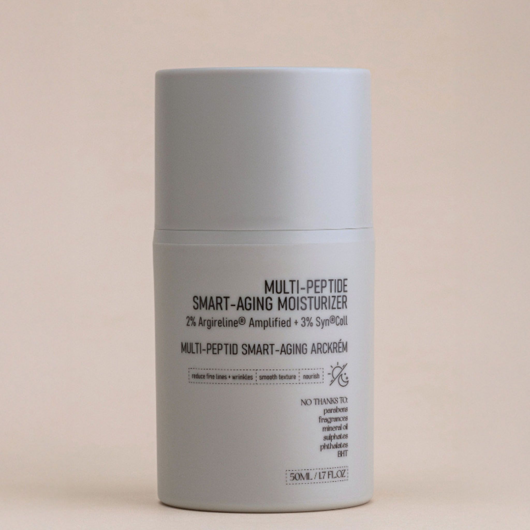 Vasetto grigio con crema idratante multi-peptide anti-età, 50ml.