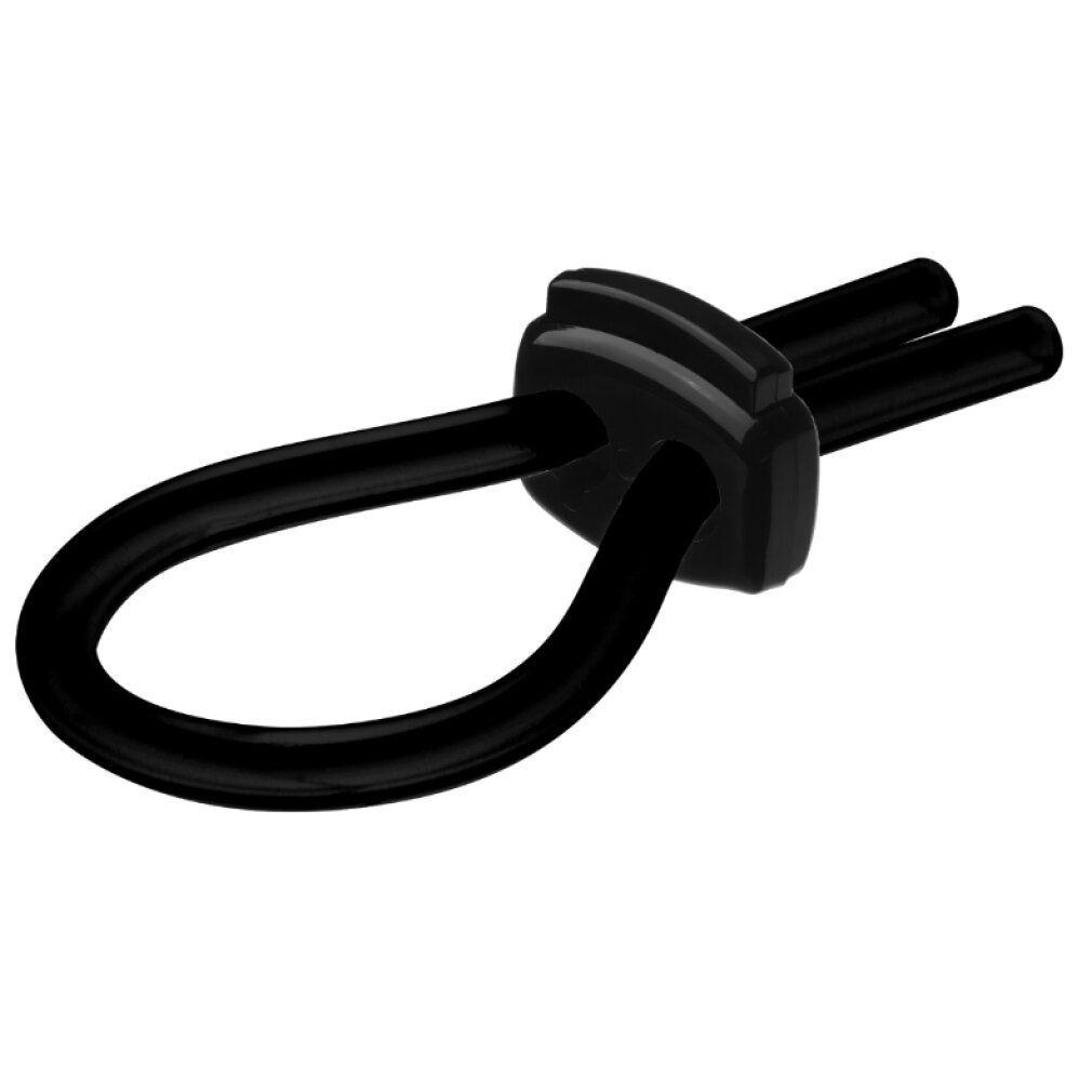 Anello nero con due aste che sporgono da un elemento centrale.
