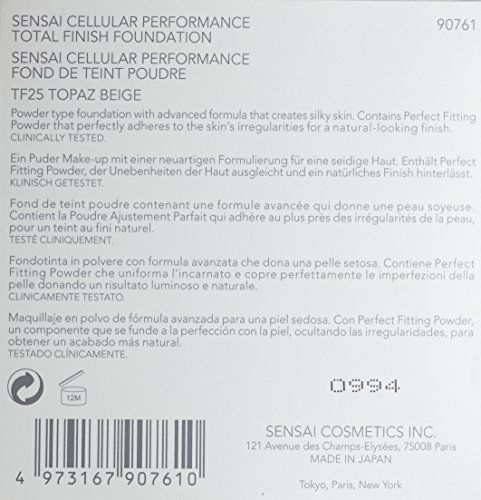 Confezione bianca con informazioni sul prodotto. Testo in inglese, tedesco, francese e italiano. Marchio: Sensai.