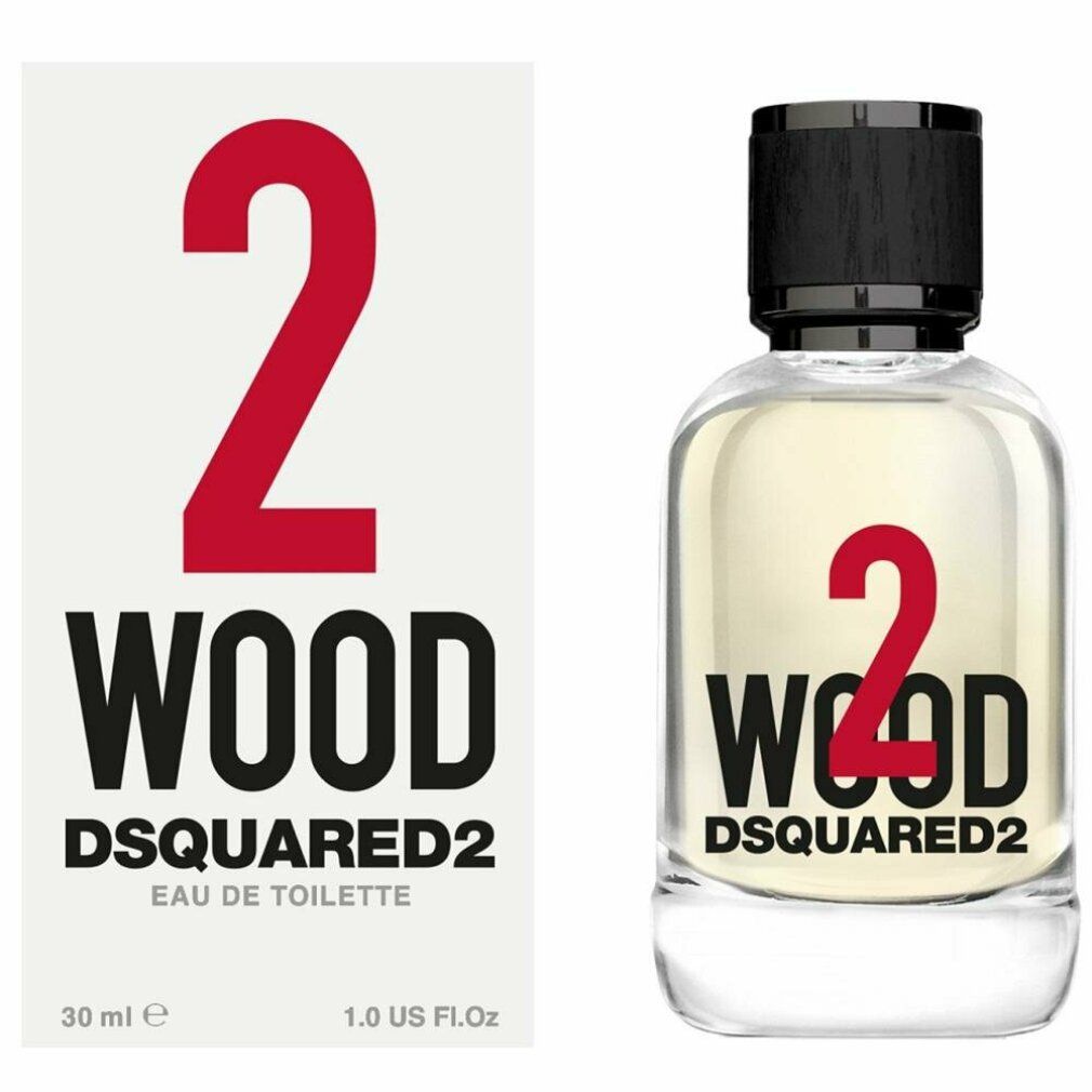 Dsquared2 Parfum 2 Wood Unisex, 30 ml, Eau de Toilette, in bottiglia di vetro con tappo nero e confezione.