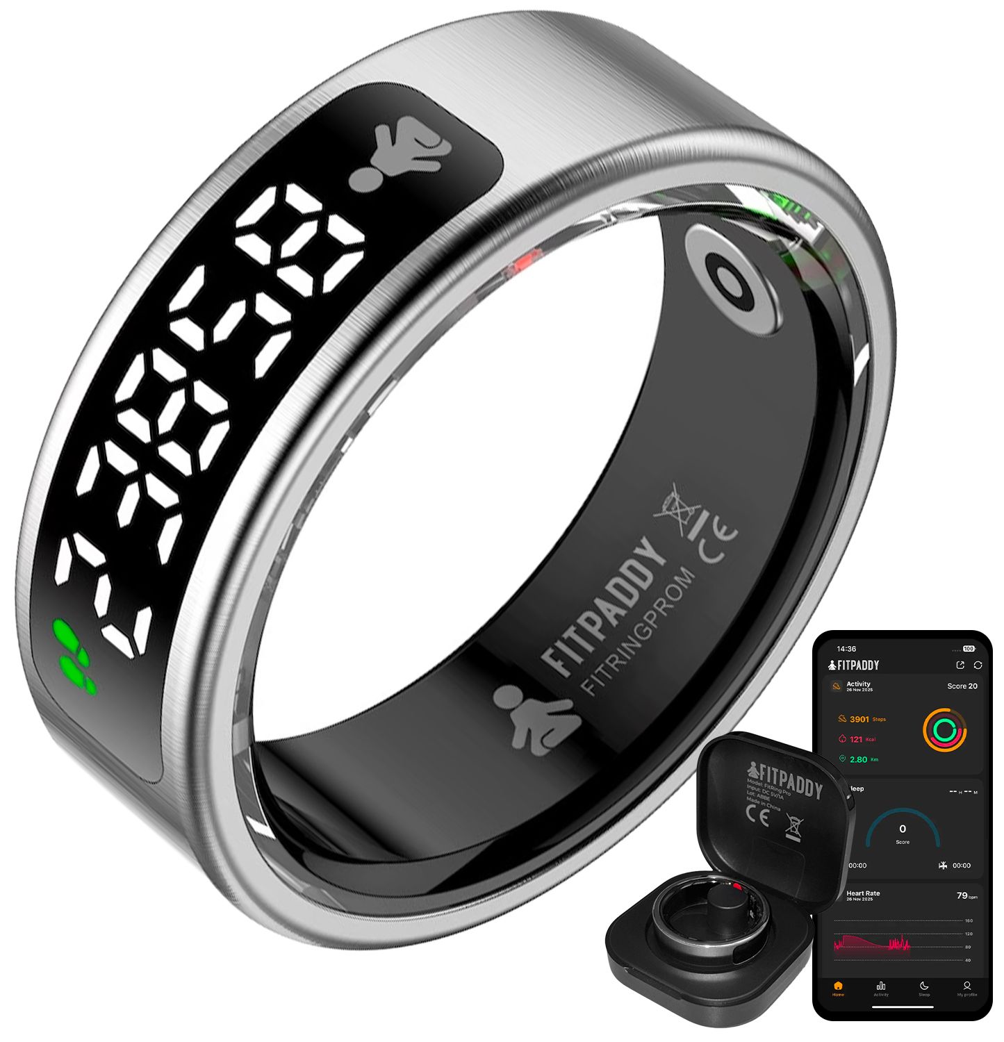 FitRing Air - anello smart: calorie, attività, passi, sonno, stress, temperatura - S