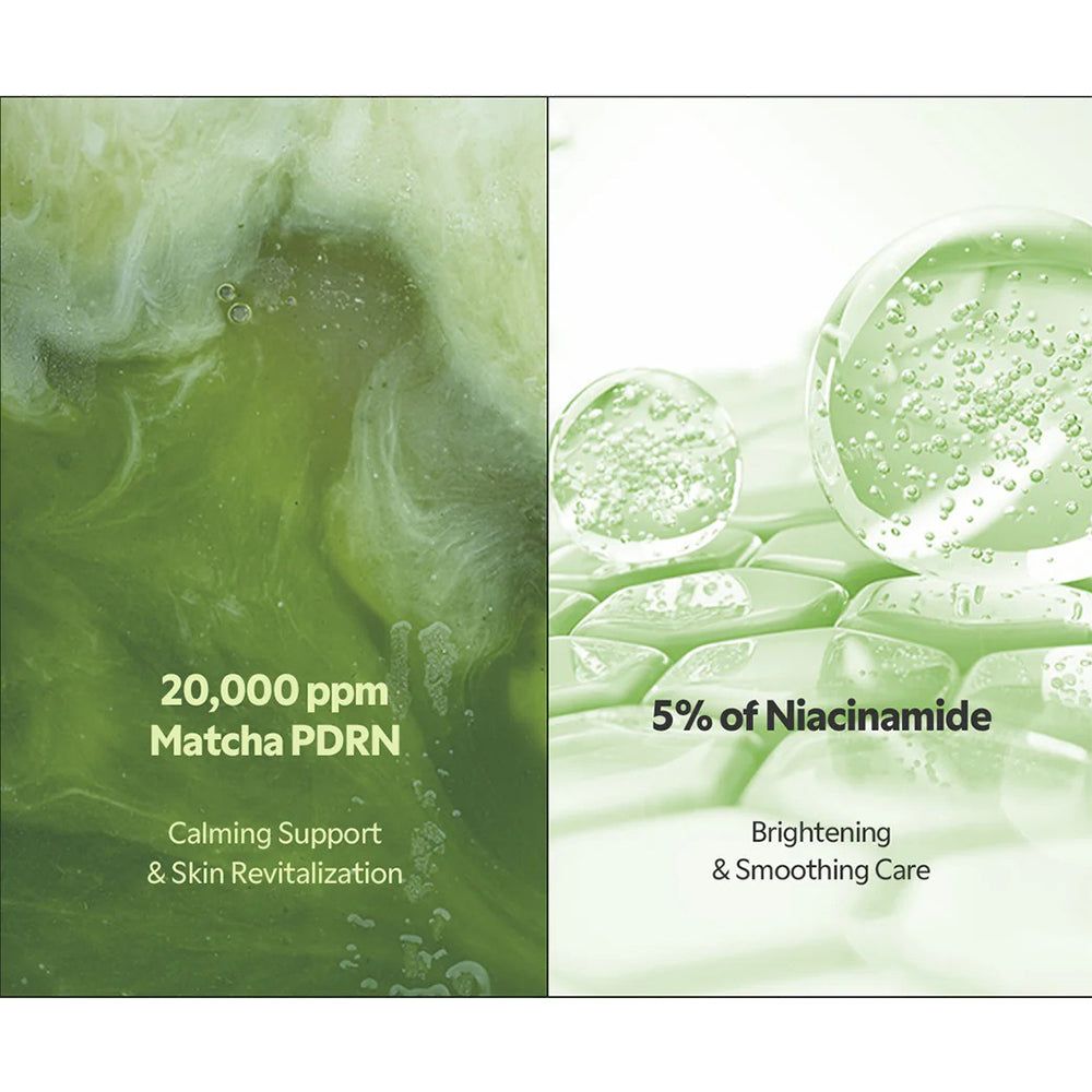 TIRTIR Matcha Dual Serum: 20.000 ppm Matcha PDRN, 5% Niacinamide.