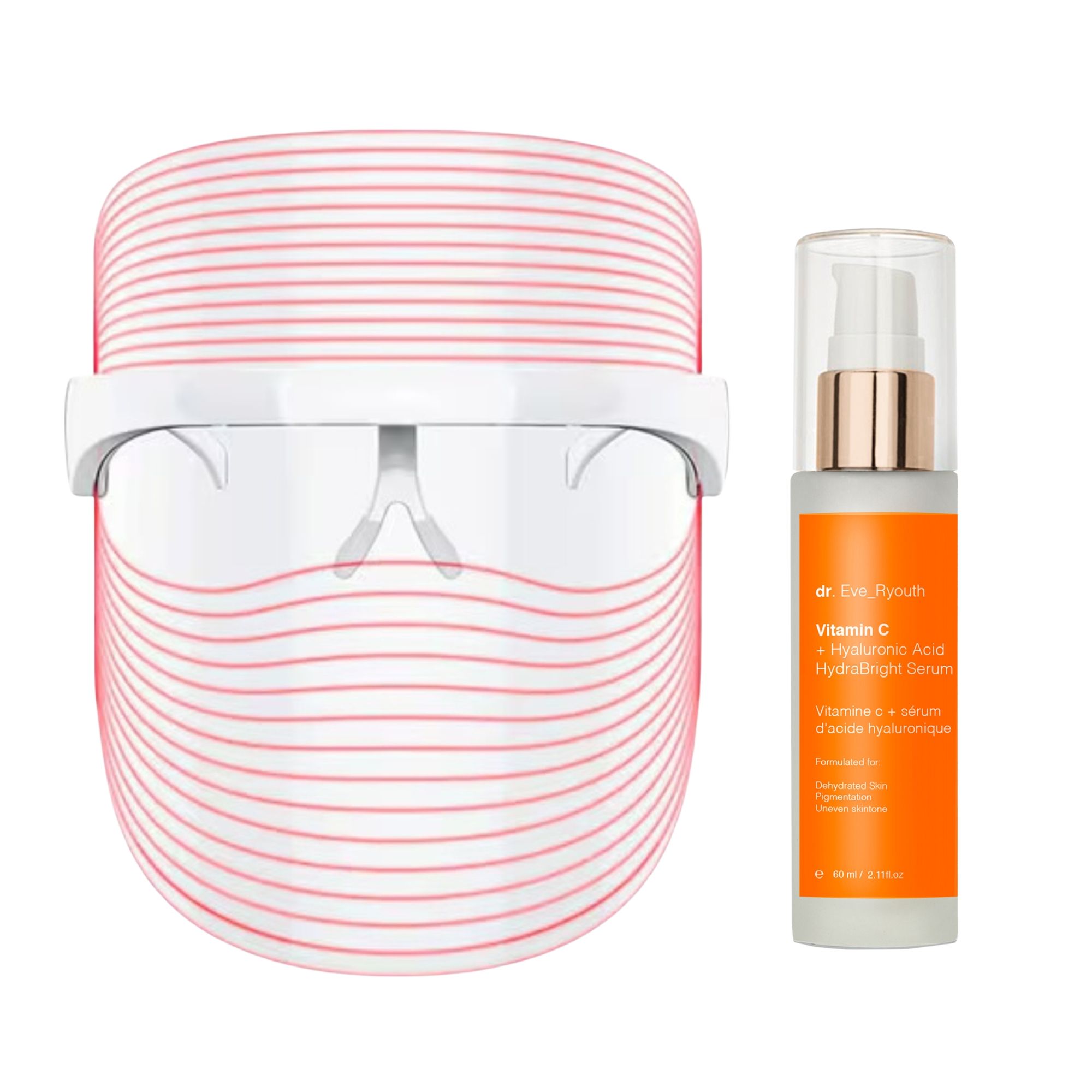 Dr Eve Ryouth Maschera LED Senza Fili 3 Colori con Vitamina C Siero Hydrabright