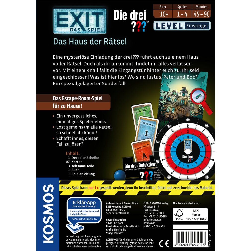 kosmos exit - The Game - The House of Riddles, Party Game (The Three Question Marks)