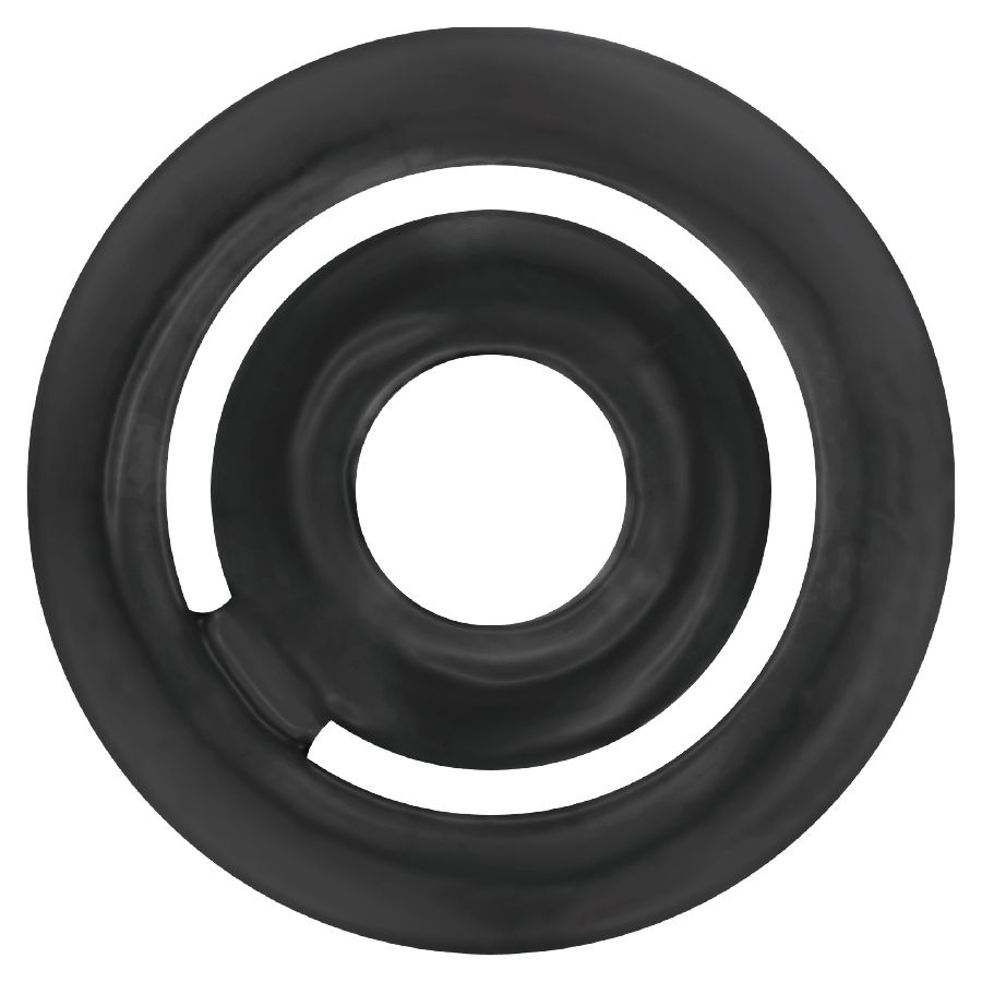 Anello per pene nero in TPR con due anelli concentrici e una scanalatura.