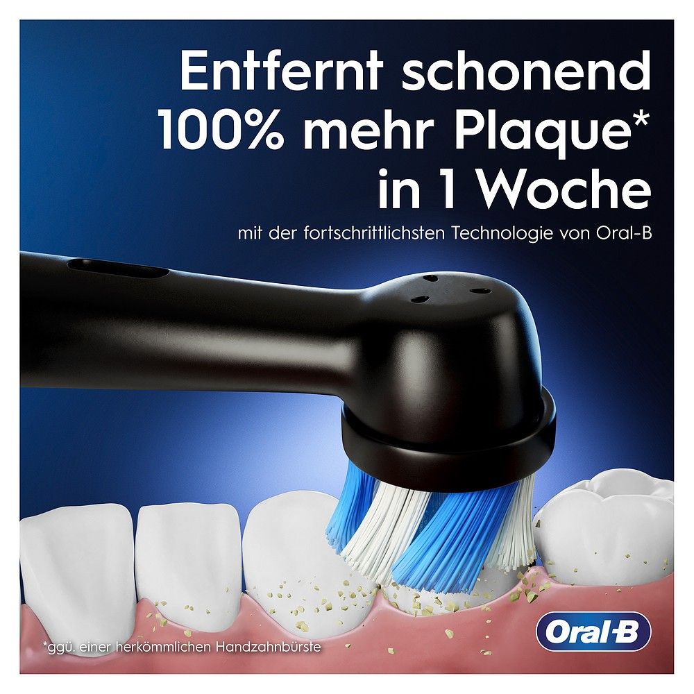 La testina dello spazzolino Oral-B pulisce i denti e rimuove il 100% di placca in più.
