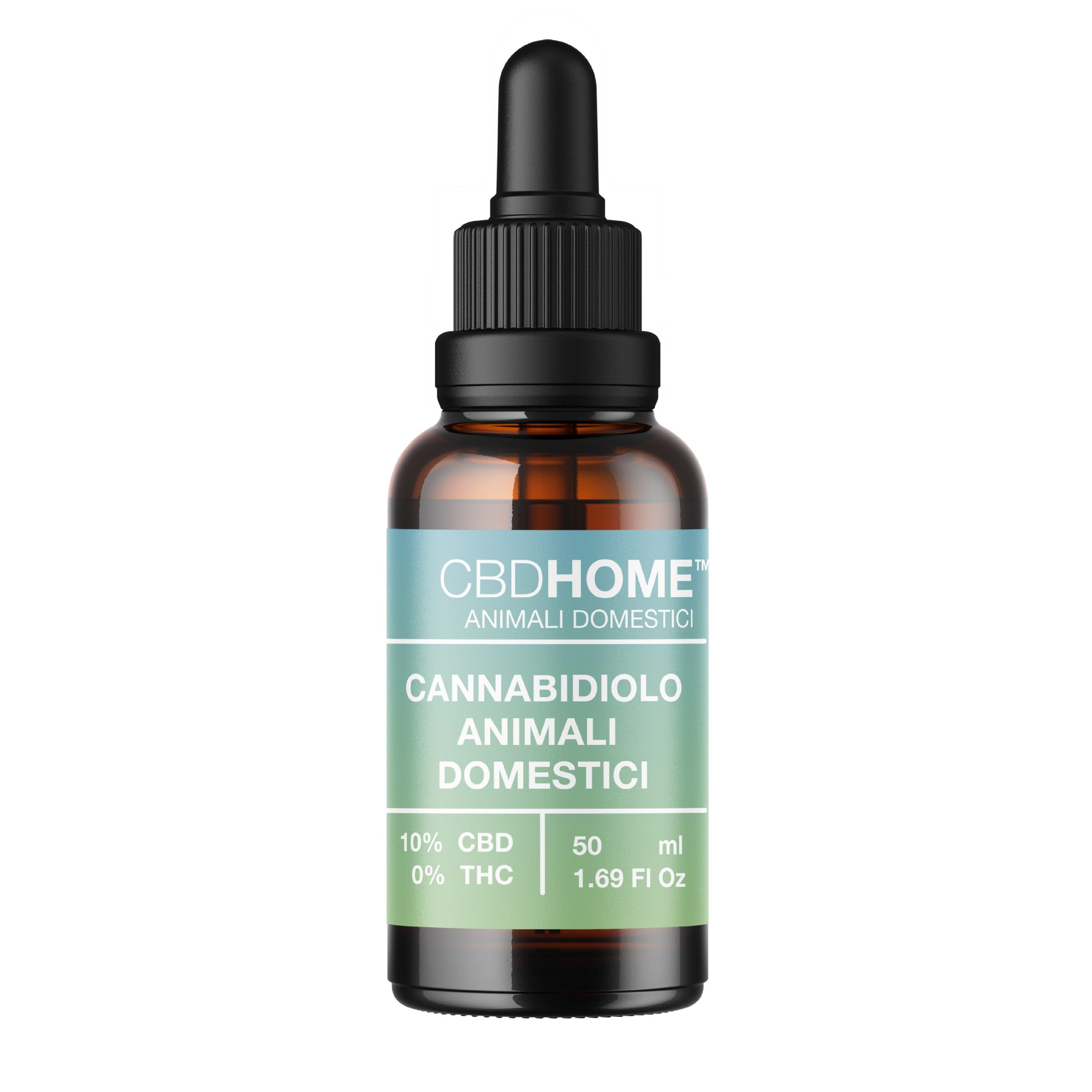 Flacone CBDHOME per animali con contagocce. 10% CBD, 50ml.