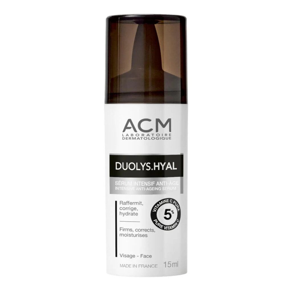 Flacone di siero anti-età intensivo Duolys Hyal ACM con dispenser, 15ml.