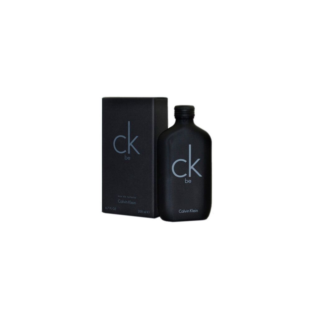 Flacone e confezione neri. Scritta "ck be" e "Calvin Klein".
