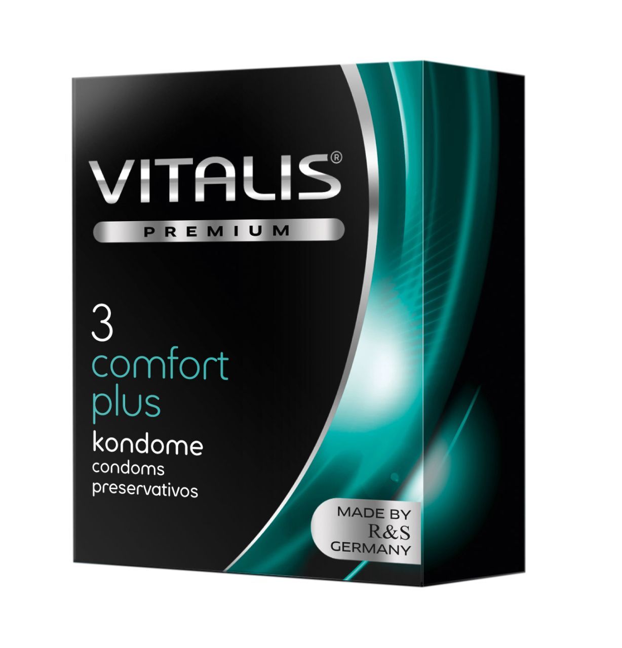 Confezione da 3 preservativi Vitalis PREMIUM Comfort Plus, Made in Germany.